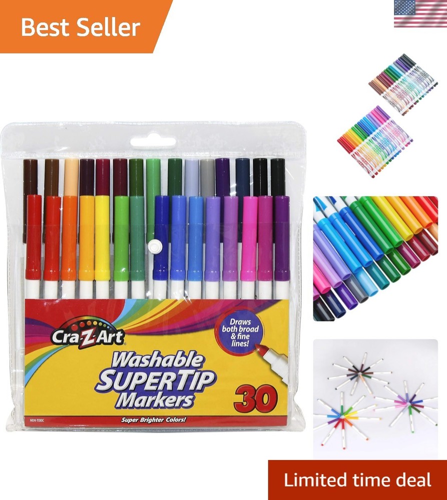 Washable Super Tip Markers, 30 Count