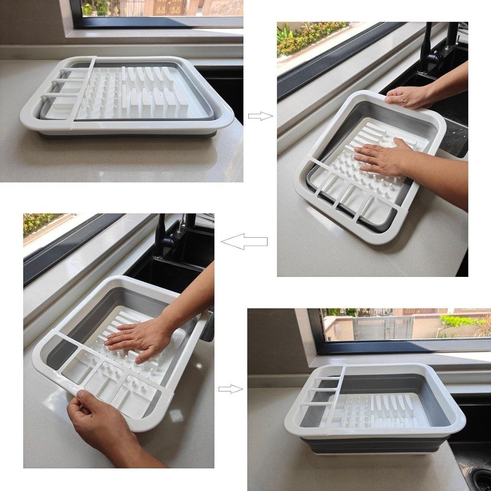 Collapsible Dish Drying Rack Foldable Drainer for Kitchen RV Camping Space Saver