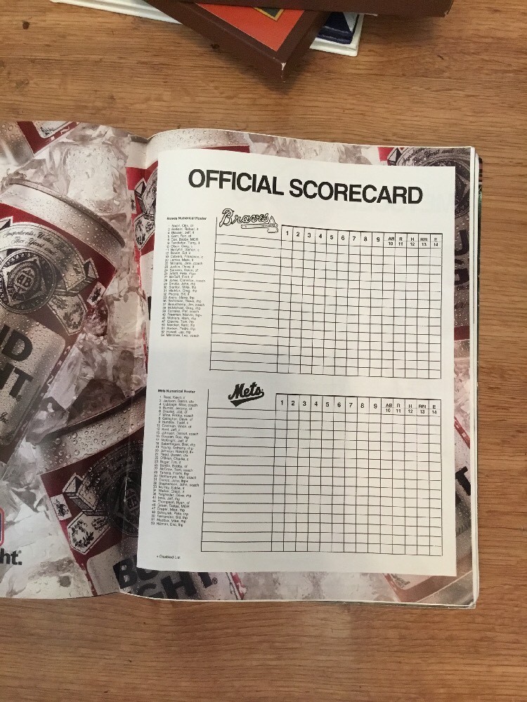 1993 New York Mets vs Atlanta Braves Program/Score Book