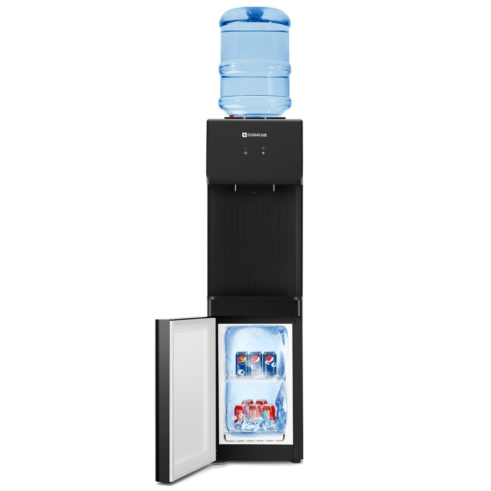 Top Loading Hot/Cold Water Cooler Dispenser Compressor Refrigeration w/ Freezer