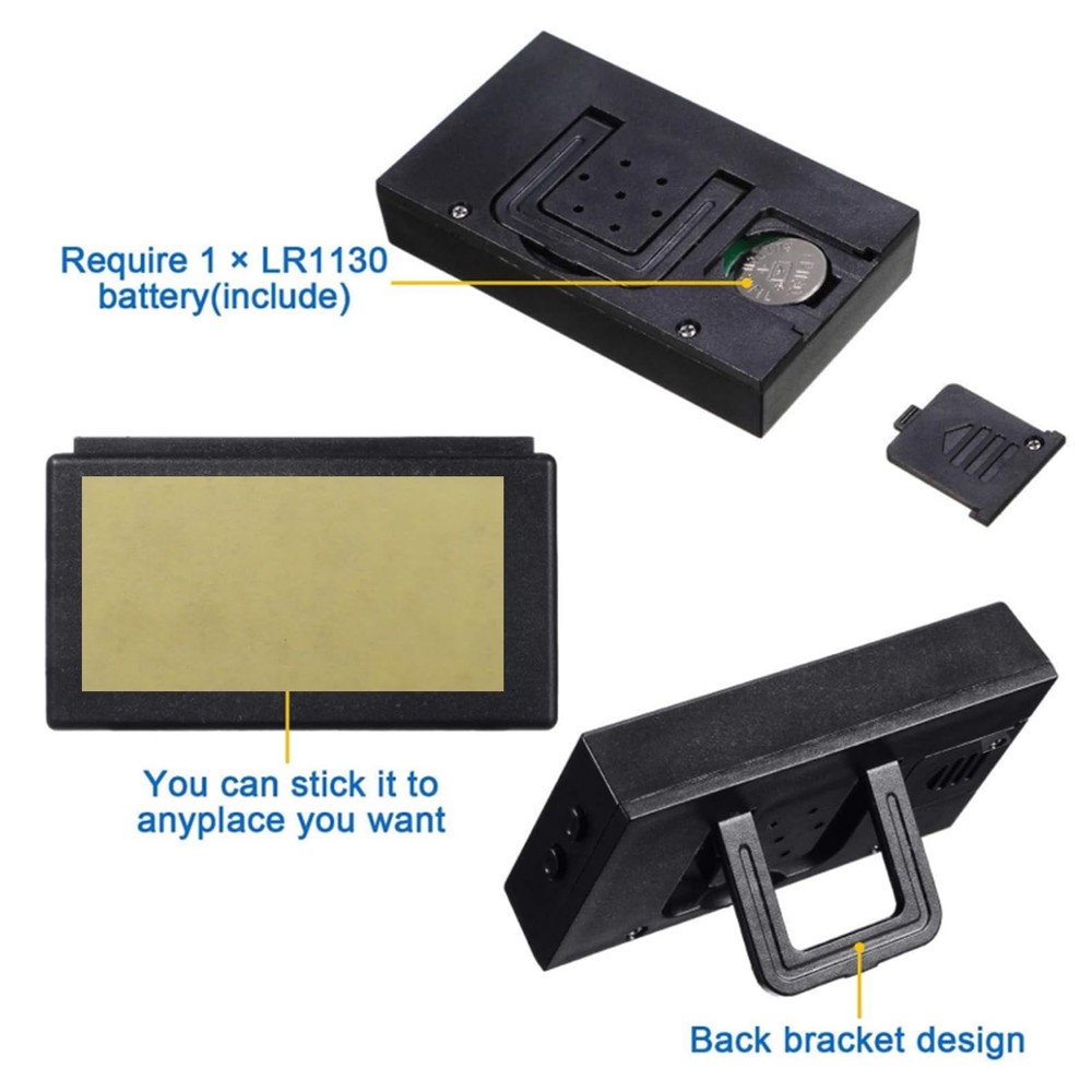 Shudyear Small Digital Clock， with Jumbo LCD Time & Day Small, Black