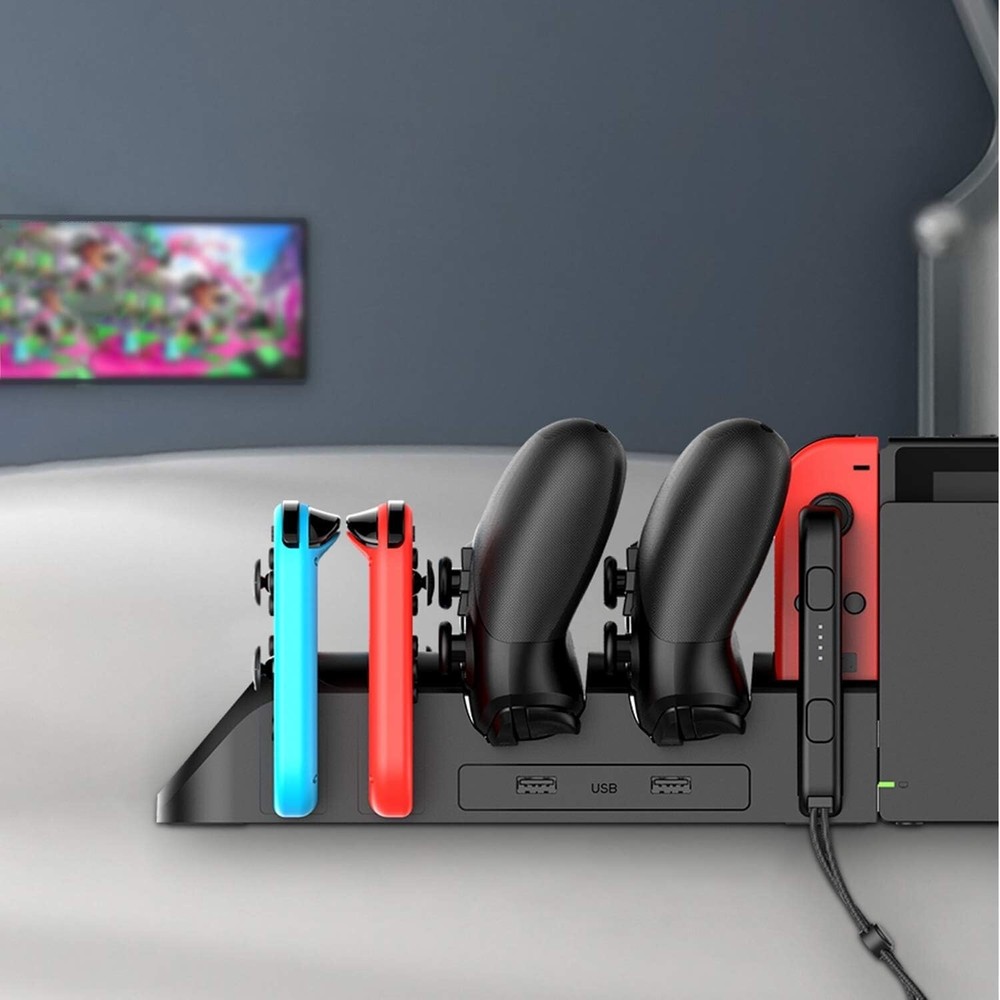 6in1 Nintendo Switch Charging Dock, Charging Station for Nintendo Switch Joy Con
