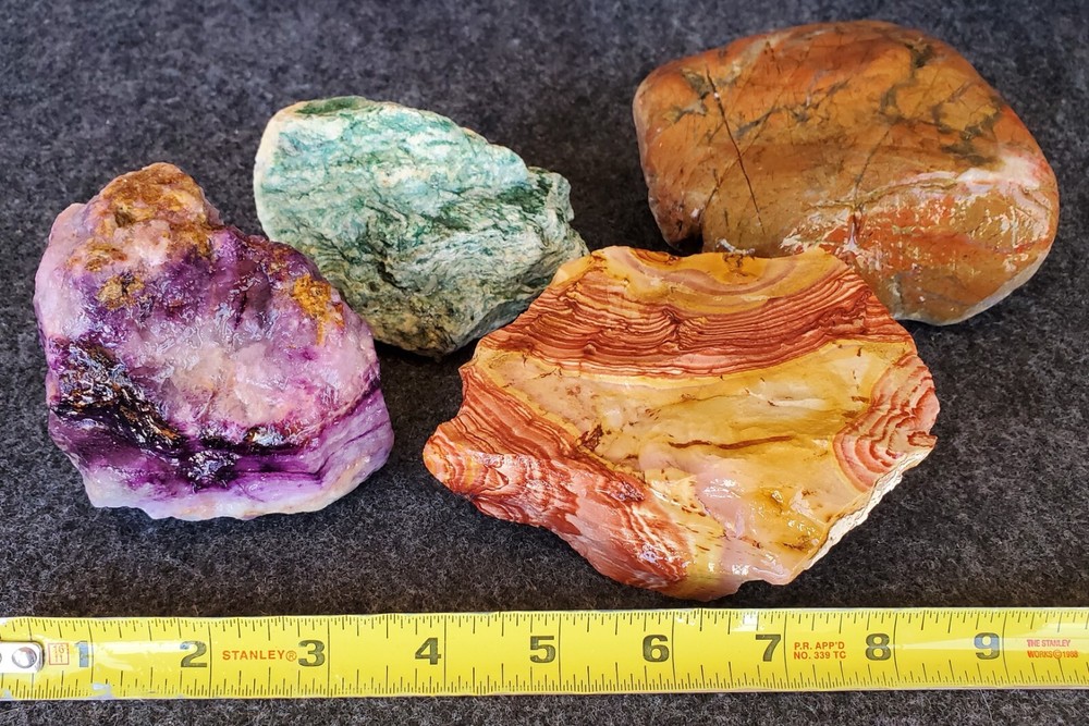 Mariposite, Wonderstone, Jasper, and Fluorite Rough, Cabbers Combo Box