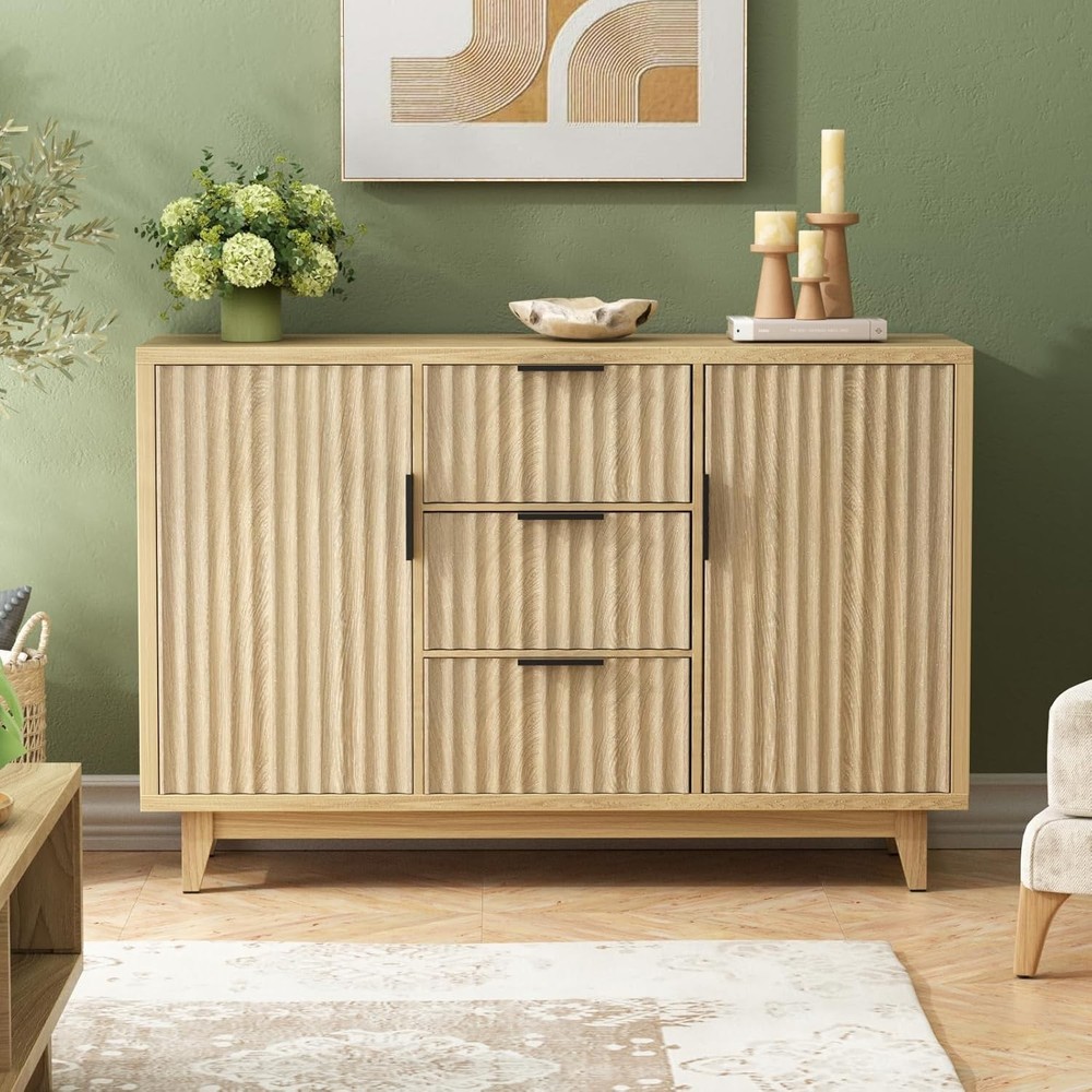 47.2" W Stora Cabinet Ders, Fluted Buffet Cabinet with Stora, Lar