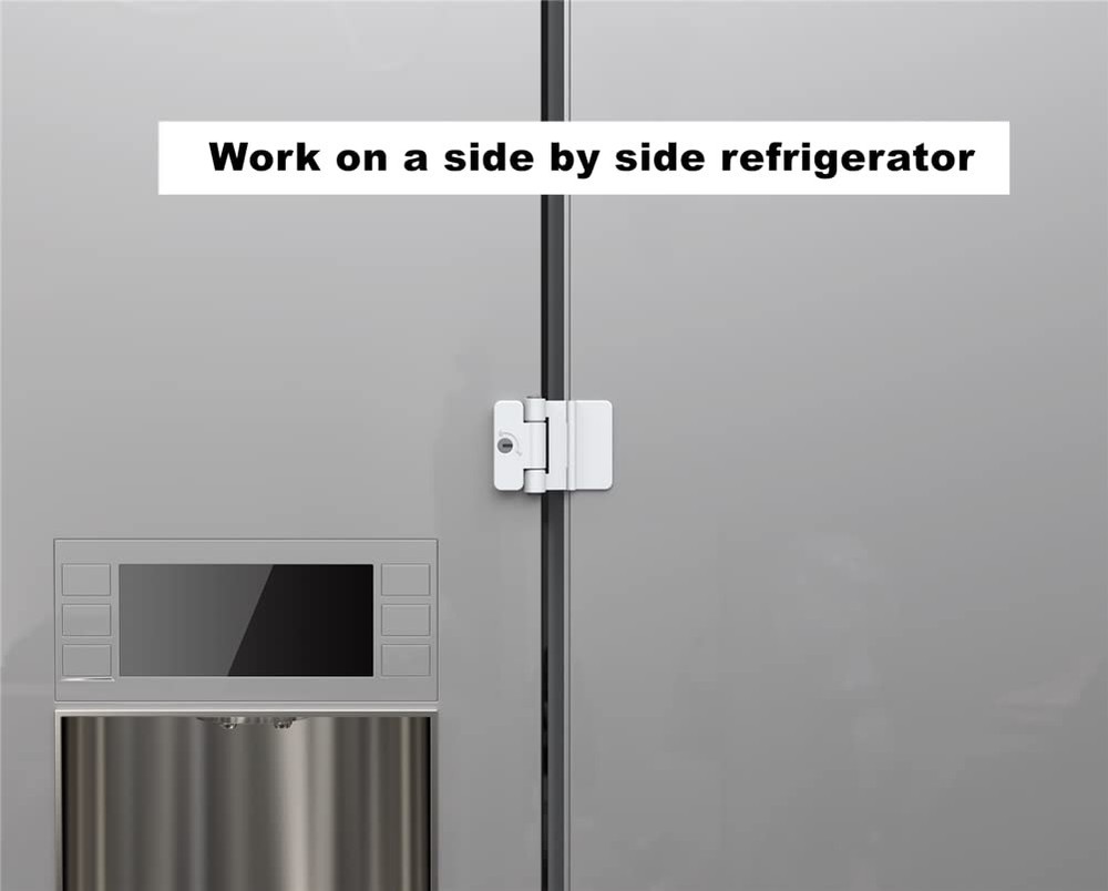 1 Pack Refrigerator Door Locks Double Button Adhesive Fridge Lock with 1