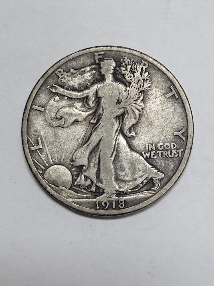 1918 S Walking Liberty Half Dollar NICE USED COIN !!