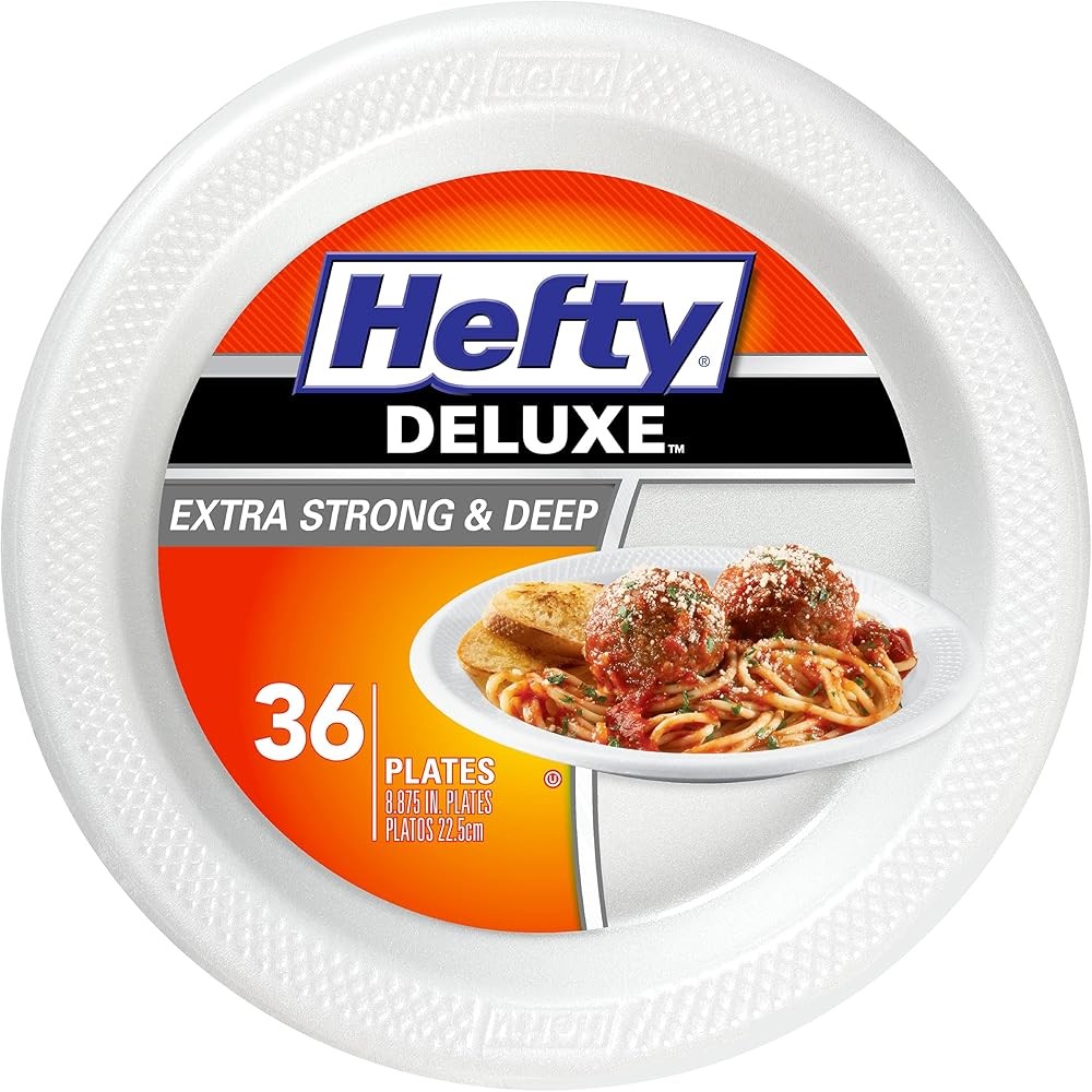 Deluxe Extra Strong & Deep Fo Plates, Round, White, 8.875 Inch
