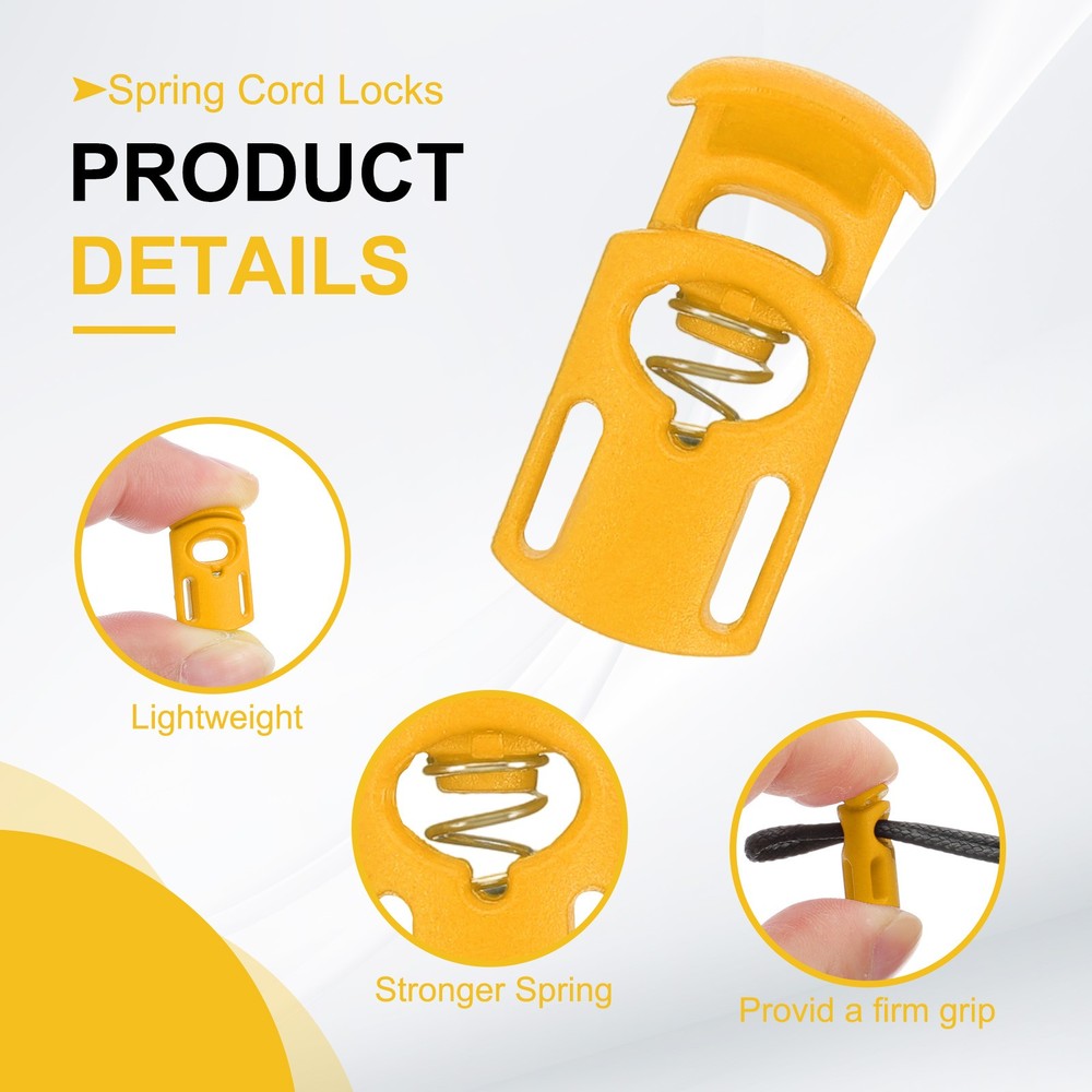 10pcs Spring Cord Locks Plastic Toggle Stopper Cord Stops Fastener, Orange