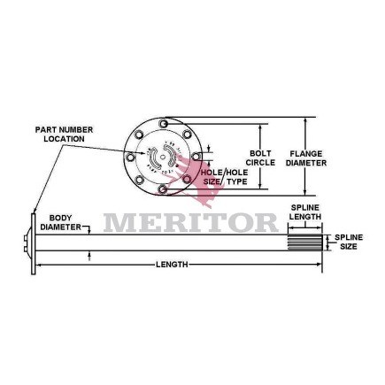 Meritor 3202X6472 Meritor Genuine Axle Shaft