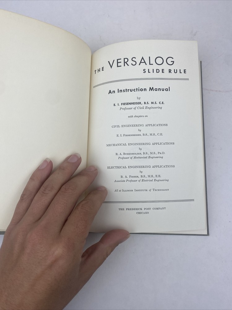Versalog Slide Rule Instructions Frederick Post Company 1951 Book