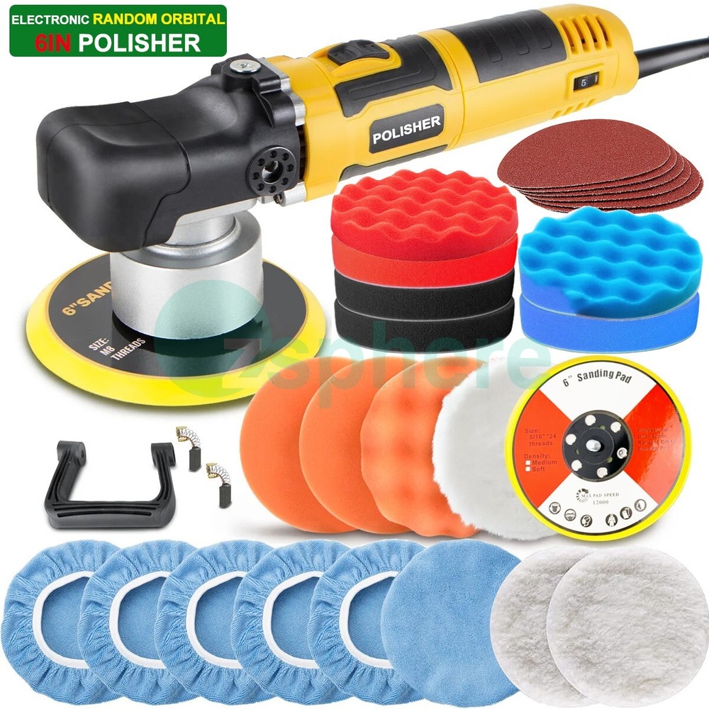 Corded Random Orbital Polisher 6" Car Detailing Buffer Sander Waxer Machine Kit