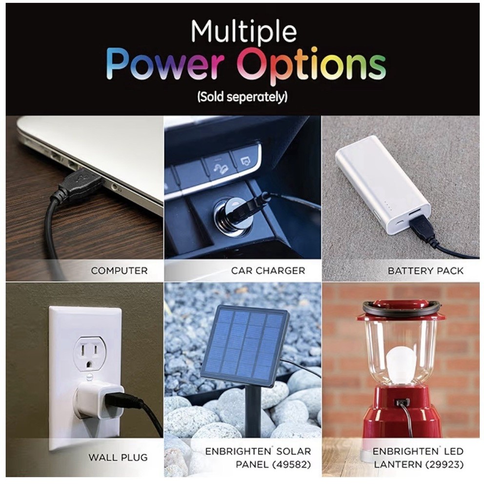 Enbrighten USB Color Changing Solar String Lights. 24 Bulbs