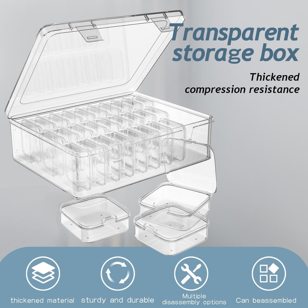 Bead Organizer Box, 30pcs Small Clear Plastic Storage Containers, Craft