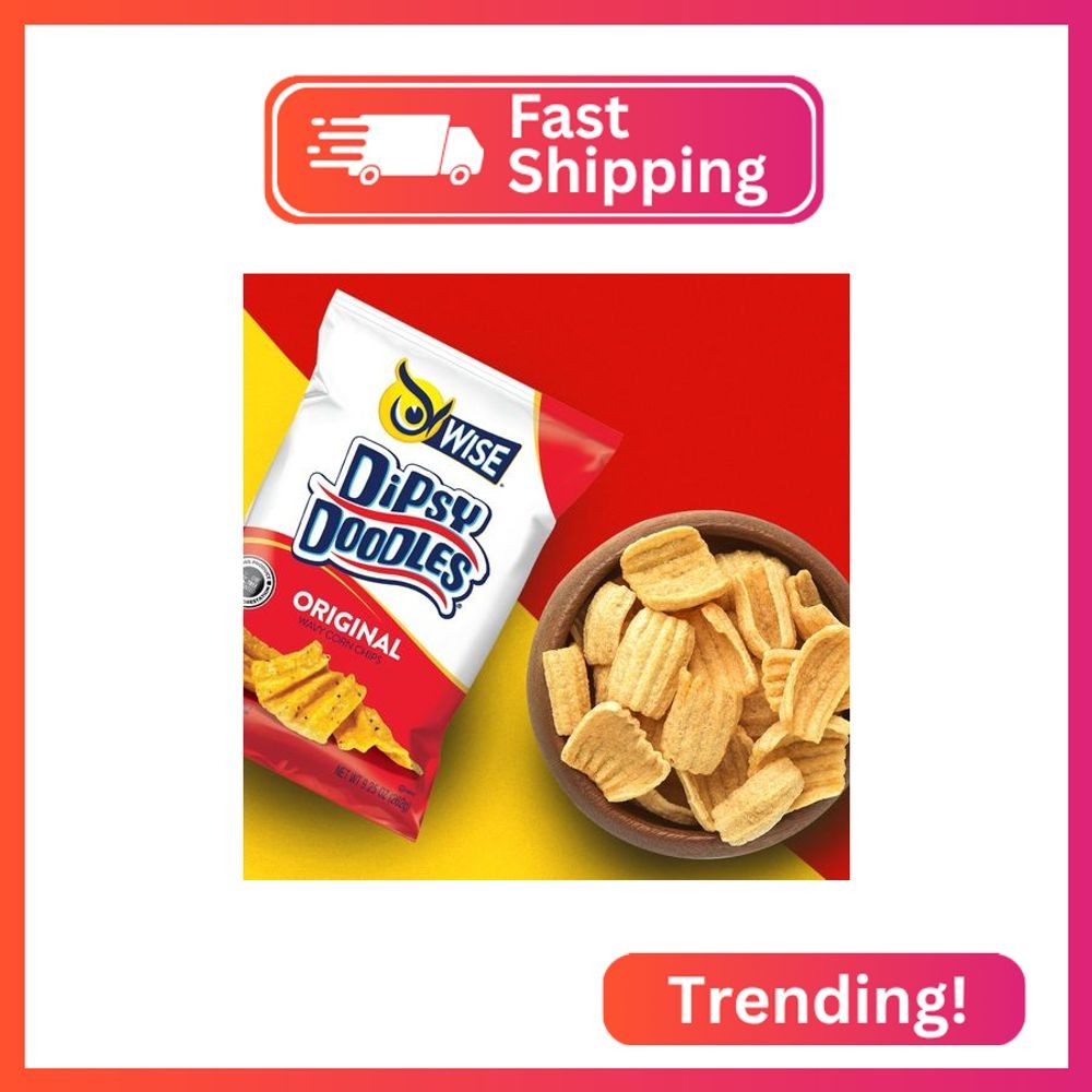 Wise Snacks Dipsy Doodles Wavy Corn Chips, Original, Bulk Snack Chips for Fun an