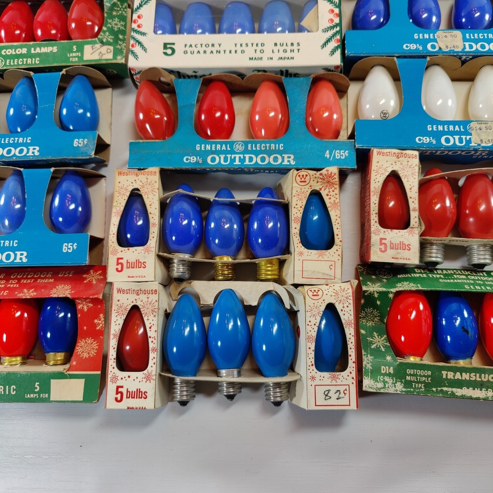 Vtg Lot 100 C-9 1/2 Replacement Light Bulbs Multi Color Untested