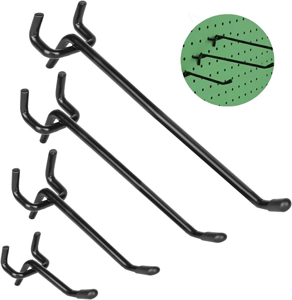80 Pack Pegboard Hooks 2–8in Heavy Duty 1/4 Inch Peg Board Hook Set