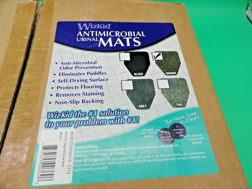 WIZKID ANTIMICROBIAL URINAL MATS BROWN (4-PACK)