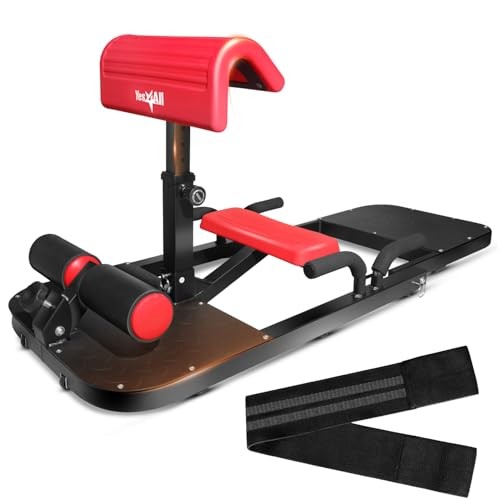 Yes4All Hip Thrust Machine Including C. Metal Squat Machine_Upgraded, Red