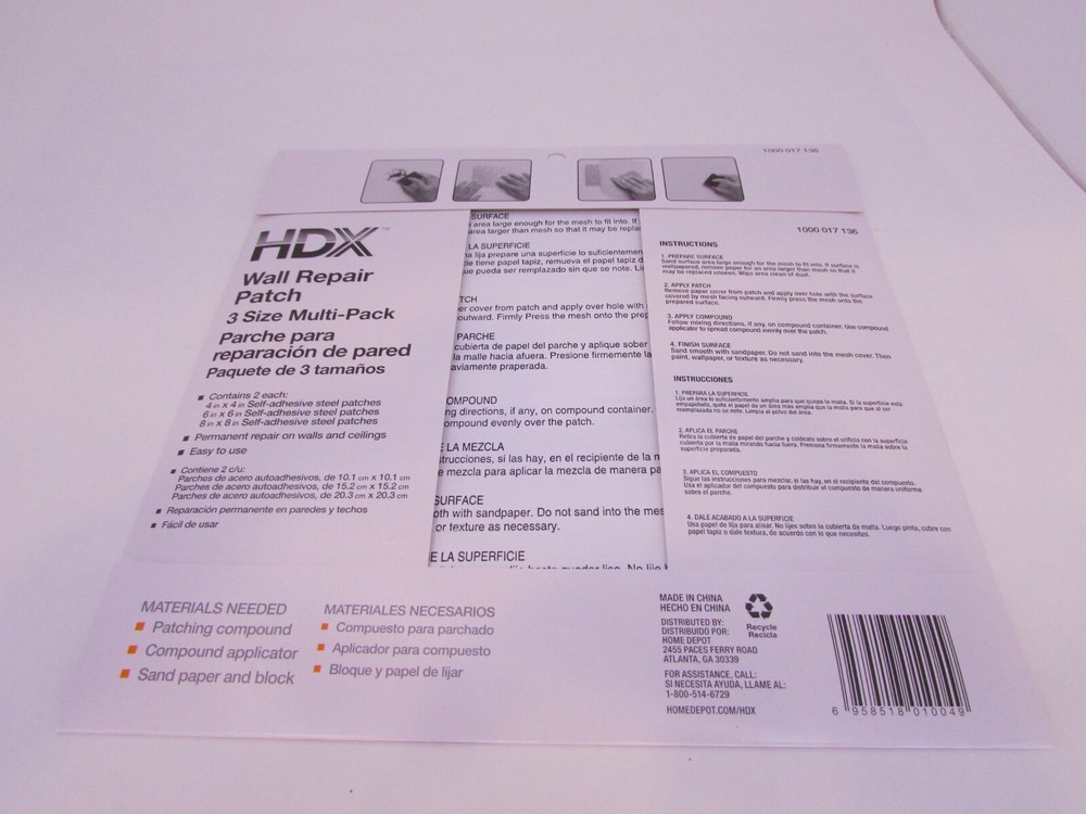 WALL AND CEILING REPAIR PATCH 6 PATCHES ( 3 SIZE MULTI PACK )