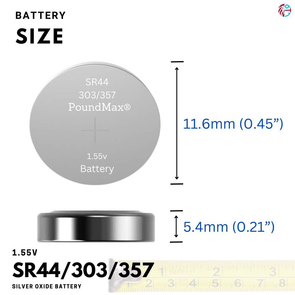 PoundMax SR44 / 303 / 357 Batteries 1.55v Silver Oxide Battery - 10 Count