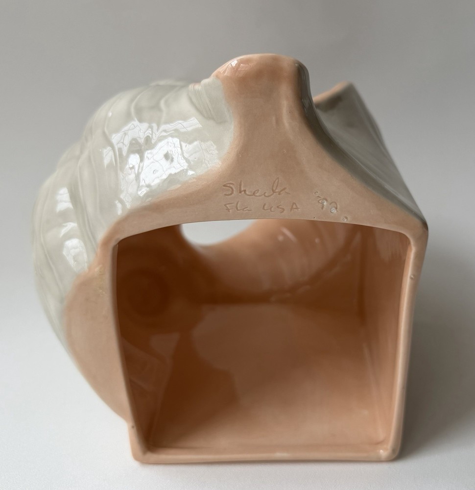 Ceramic Conch Shell Shaped Tissue Box Cover Gray/Peach -TC