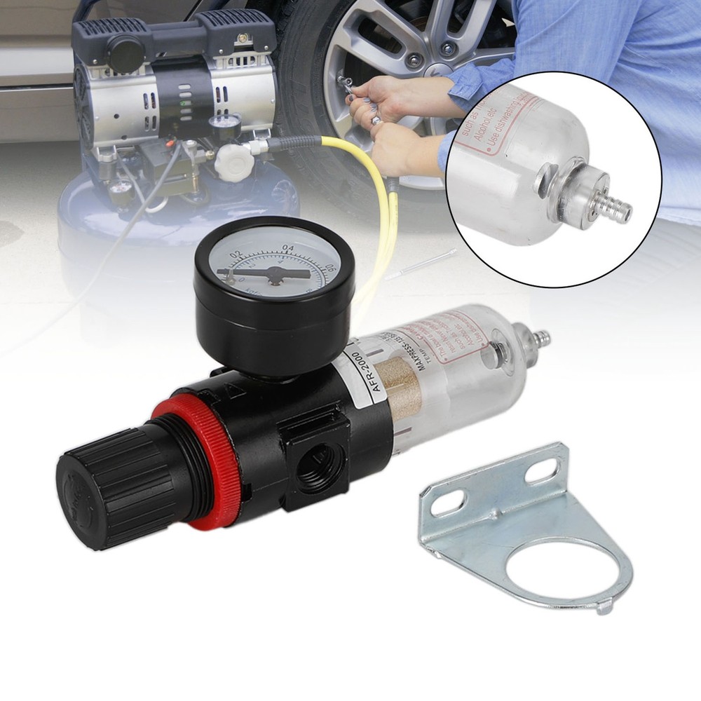AFR2000 1/4" Air Compressor Filter Water Separator Trap Tools Regulator Kit Y7