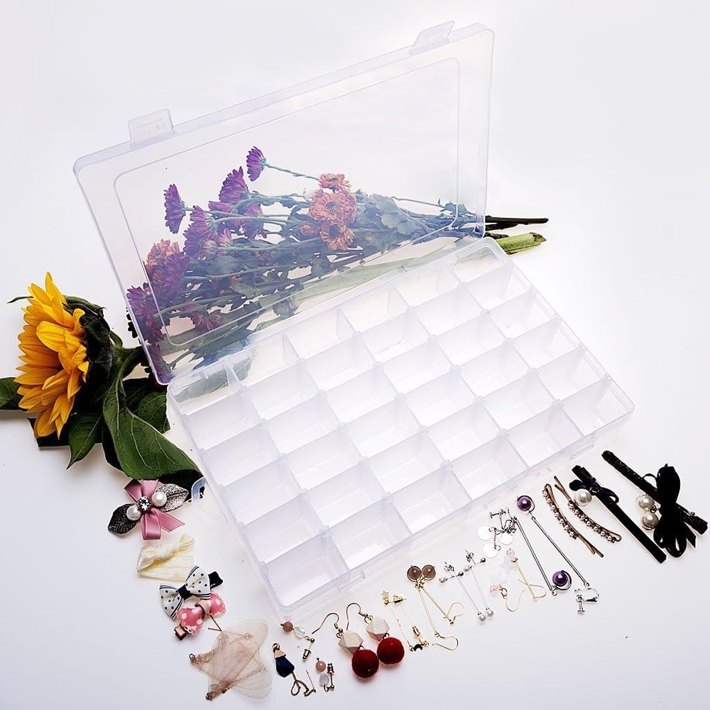 36-Grid Clear Jewelry Box Organizer - Portable, Water-Resistant Storage Solution