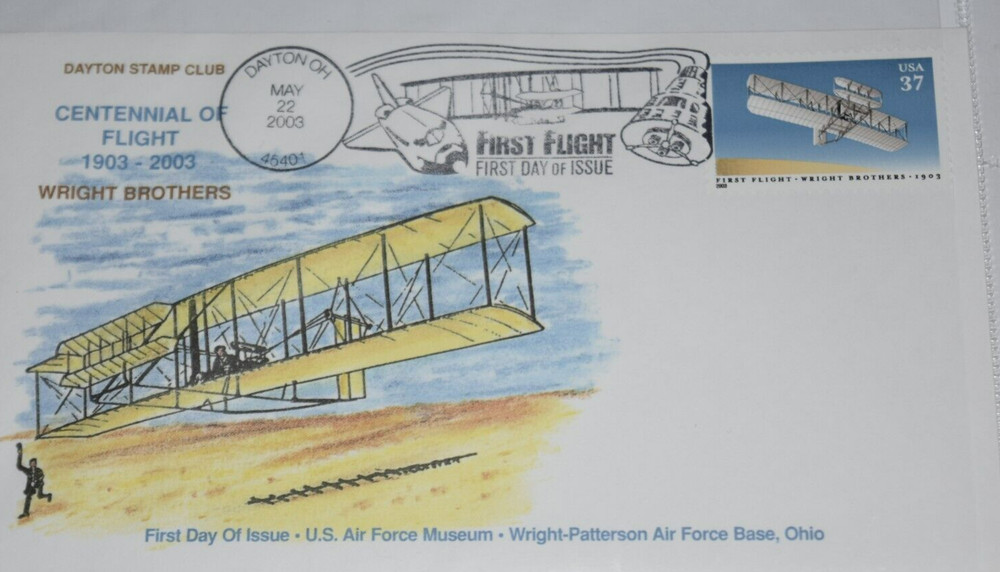 CENTENNIAL Of FLIGHT: WRIGHT BROS POST CARD and 2 x 2003 FD Covers (WPAF Base)