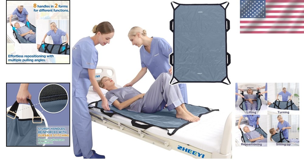Reinforced Handle Patient Transfer Sheet 48"x40" for Safe, Comfortable Lifting