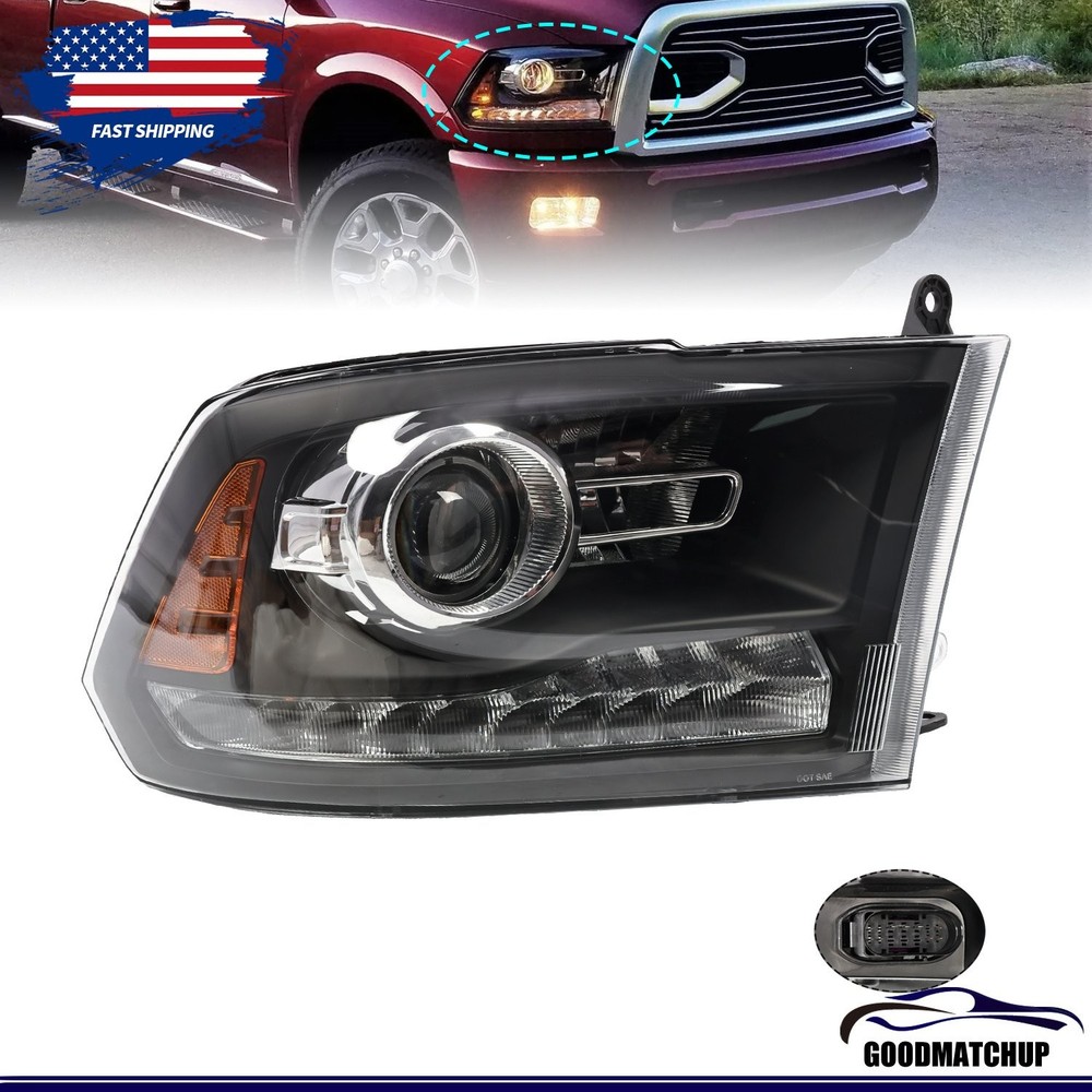 RH Passenger Side For 2013-2018 Dodge Ram 1500 2500 3500 Headlight LED Projector