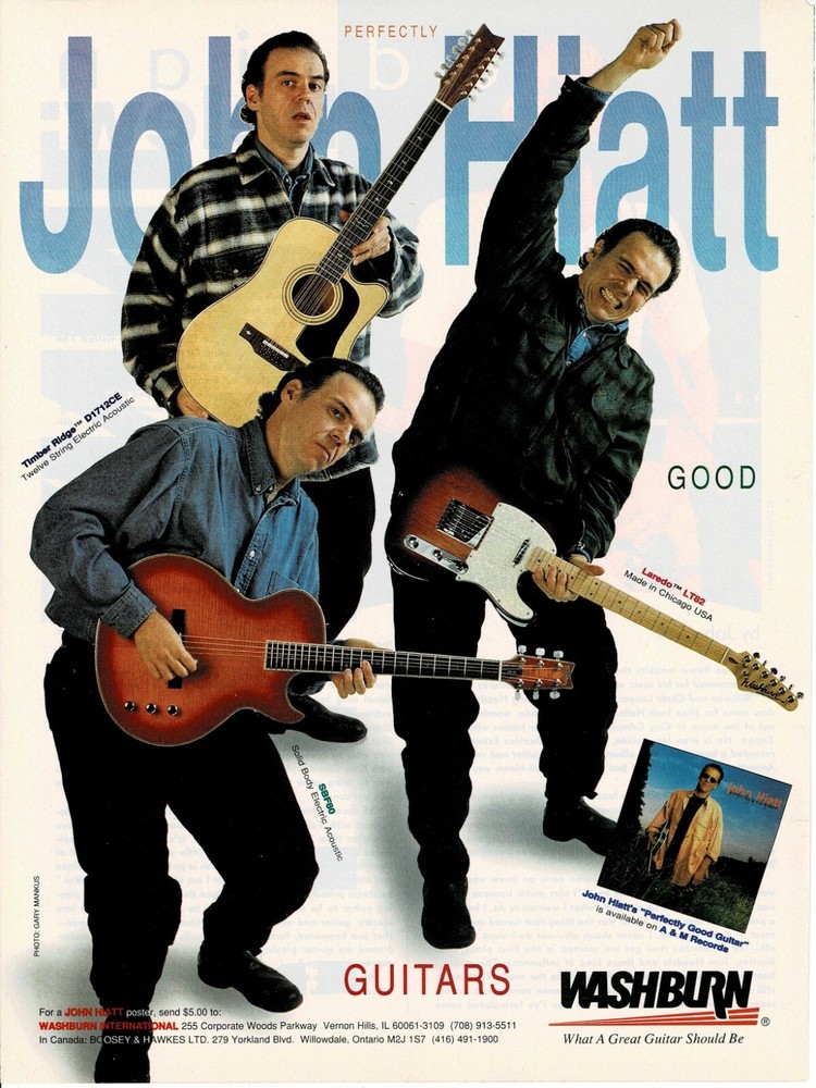Washburn Guitars - John Hiatt - 1994 Print Advertisement