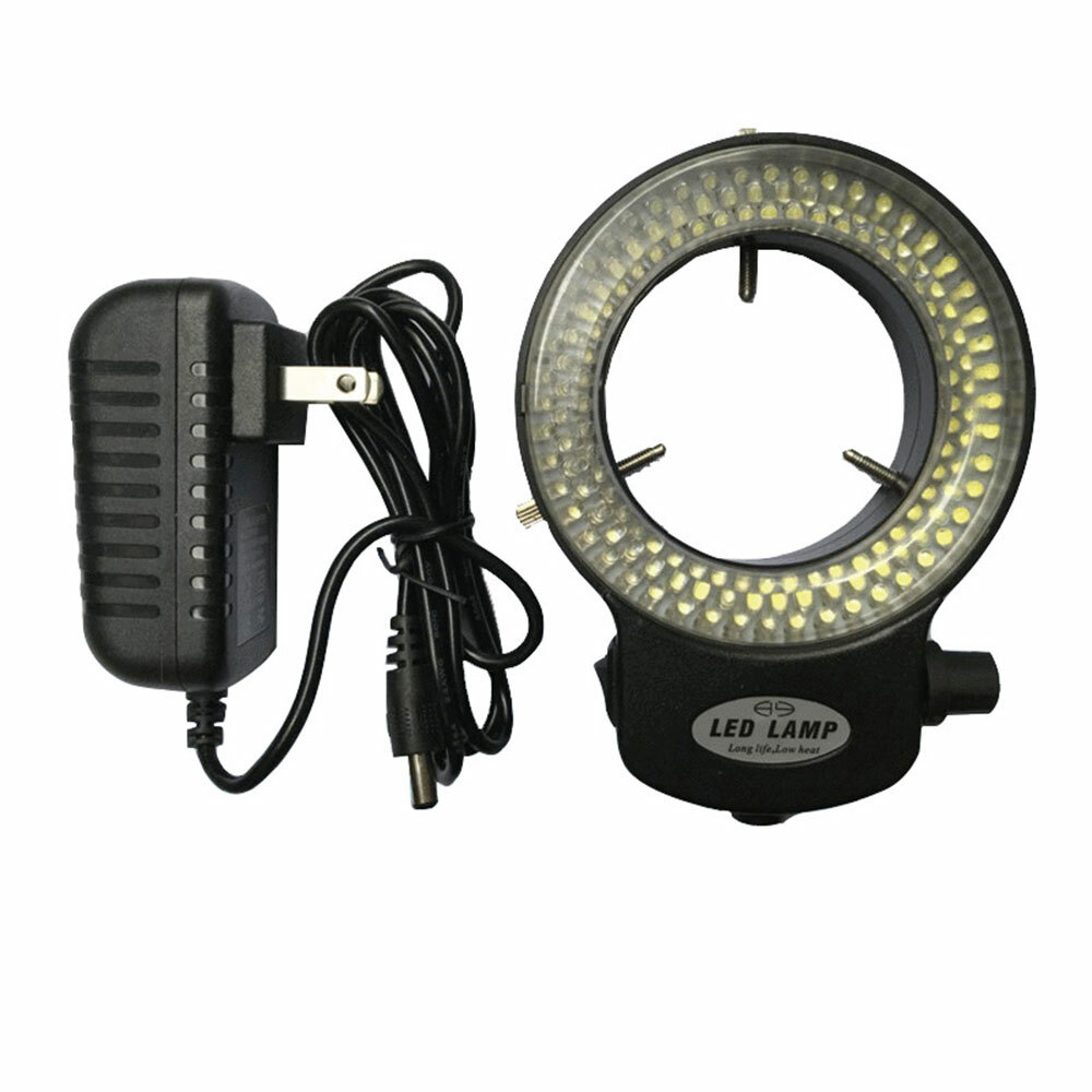 Black 144 LED Bulbs Microscope Ring Light Illuminator Lamp US Plug #SH