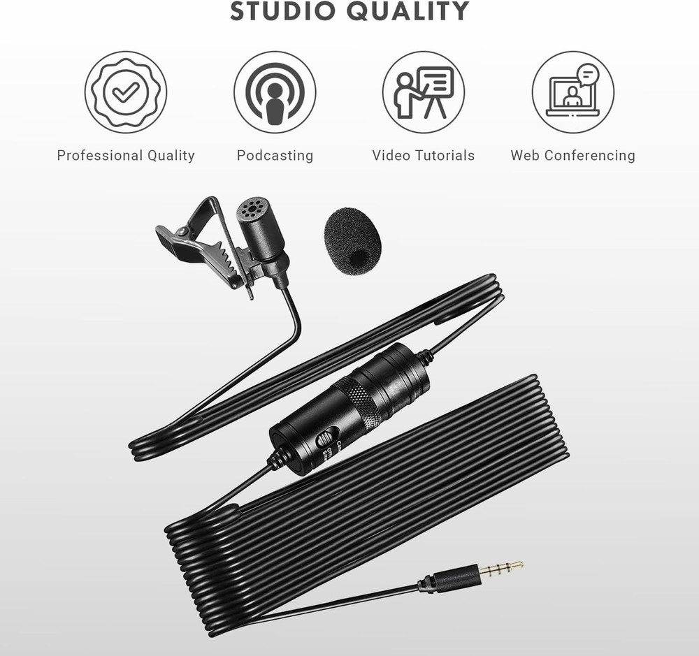 USB Lavalier Clip-On Microphone for iPhone/Android/PC US