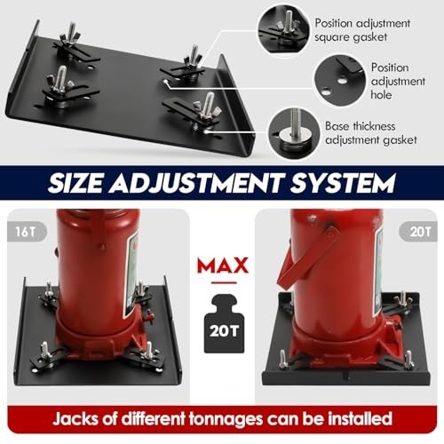 Universal Bottle Jack Base Plate Stabilizer, Adjustable Landing Pad, 20 Ton Max