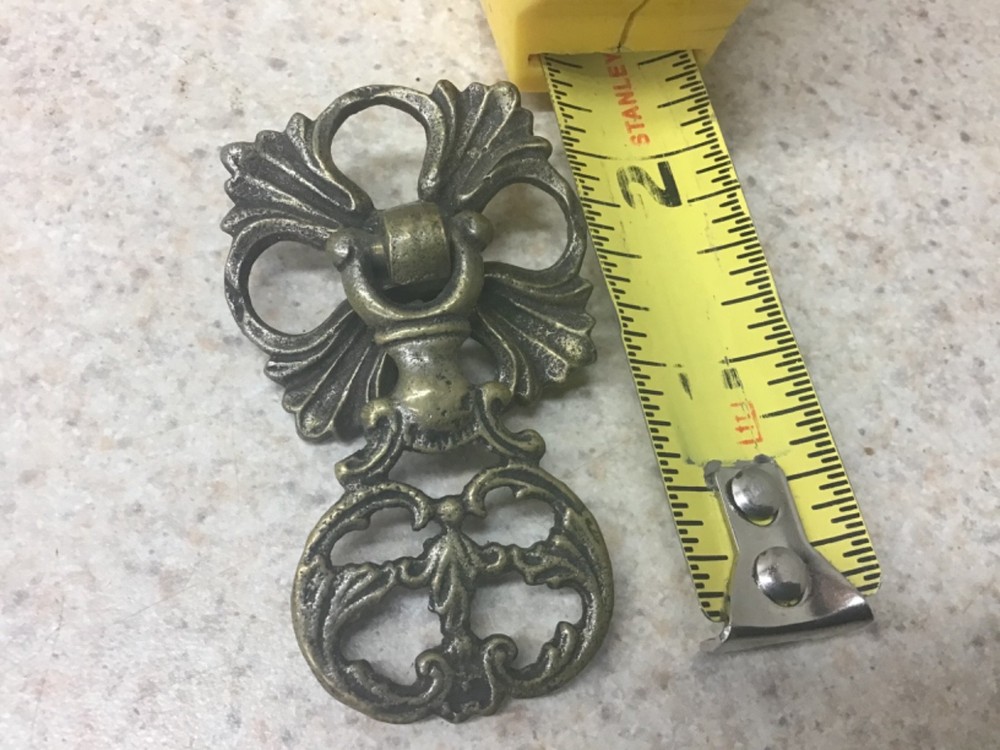Vintage Single Hole Drop Drawer/Cabinet Pull Nice old Ornate Pull Marked 550