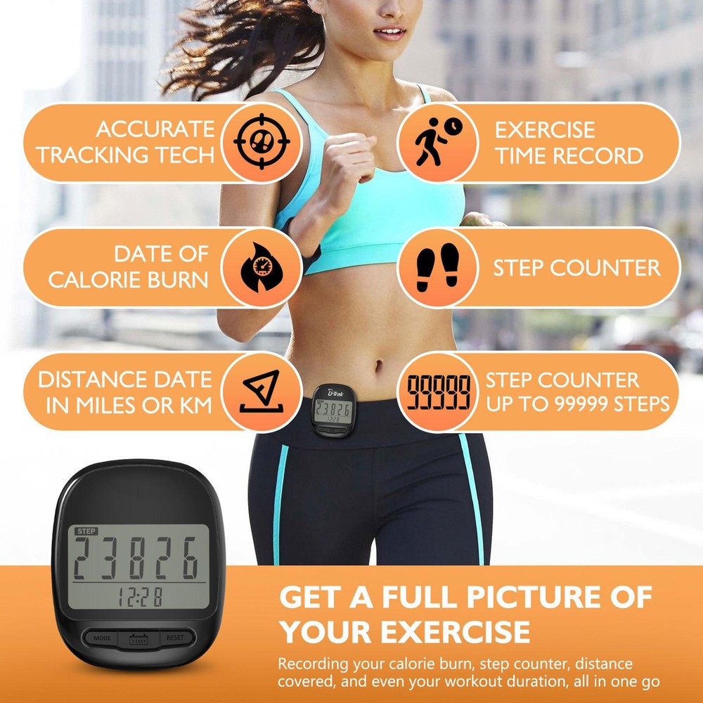 2D Pedometer, Portable Walking Accurate Step Counter