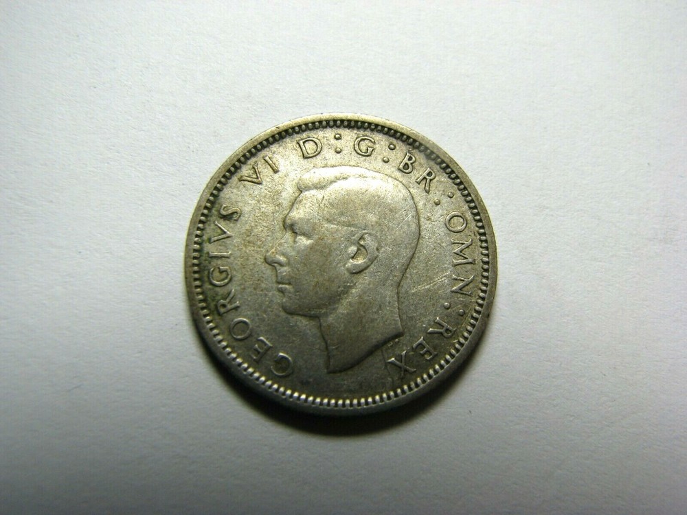 WWII 1945 Great Britain Silver Sixpence Coin