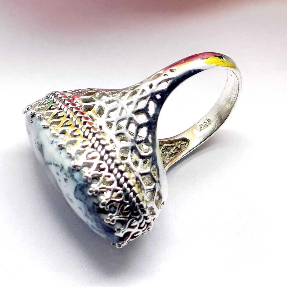 Natural Dendritic Opal Gemstone Ring 925 Sterling Silver Handmade Ring, All Size