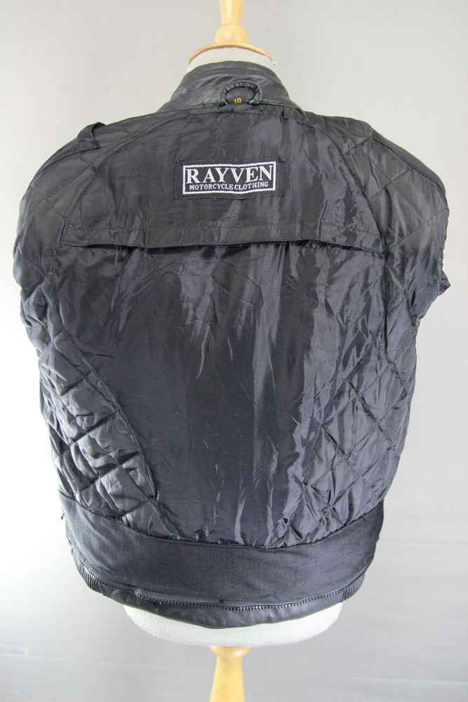 RAYVEN CLASSIC BLACK LEATHER BIKER JACKET: SIZE 10