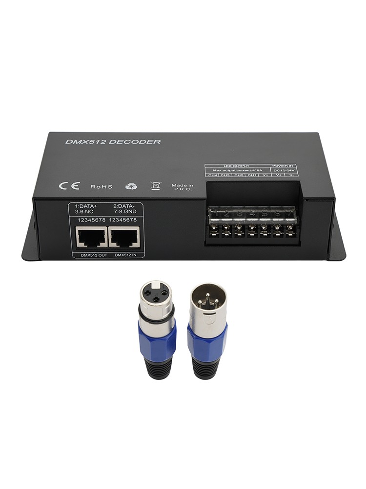 4 Channel DMX 512 Decoder RGBW PWM Dimmer Driver LED Strip Light Controller