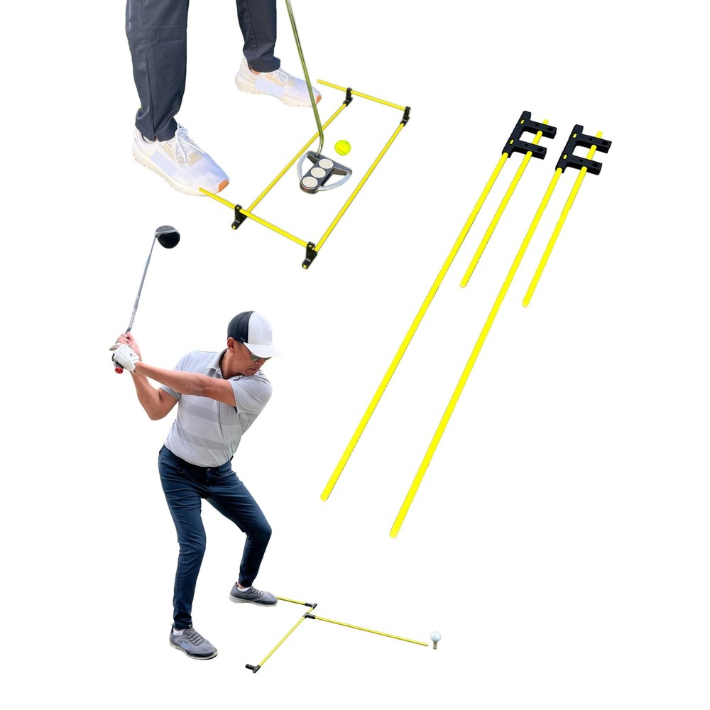 Golf Alignment Guide Sticks Adjustable Swing & Putting Trainer Aid Fix Slice