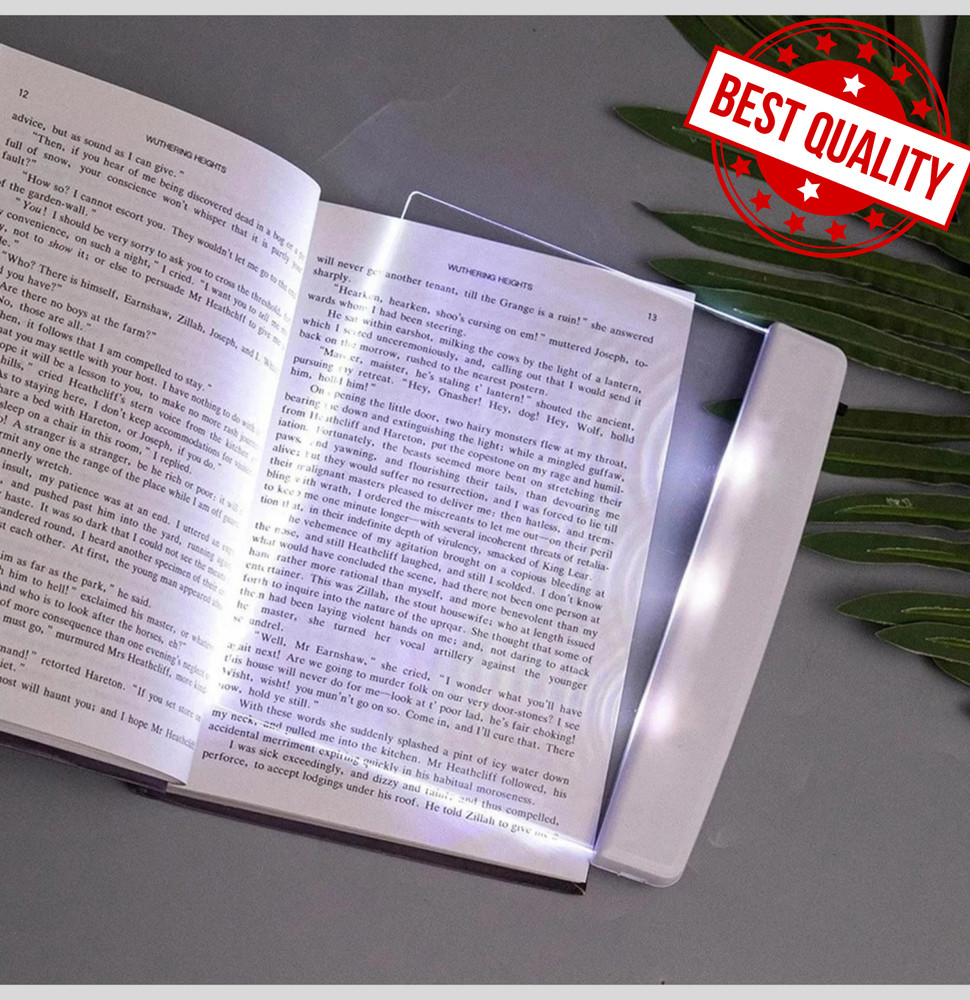 Flat Book Light for Reading in Bed at Night Clear LED Book Full Page Light