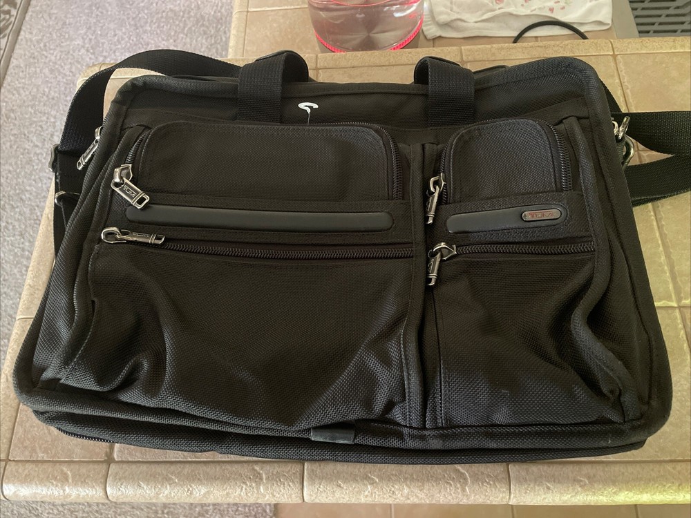 Tumi Alpha Expandable Ballistic Nylon Briefcase Laptop Bag.
