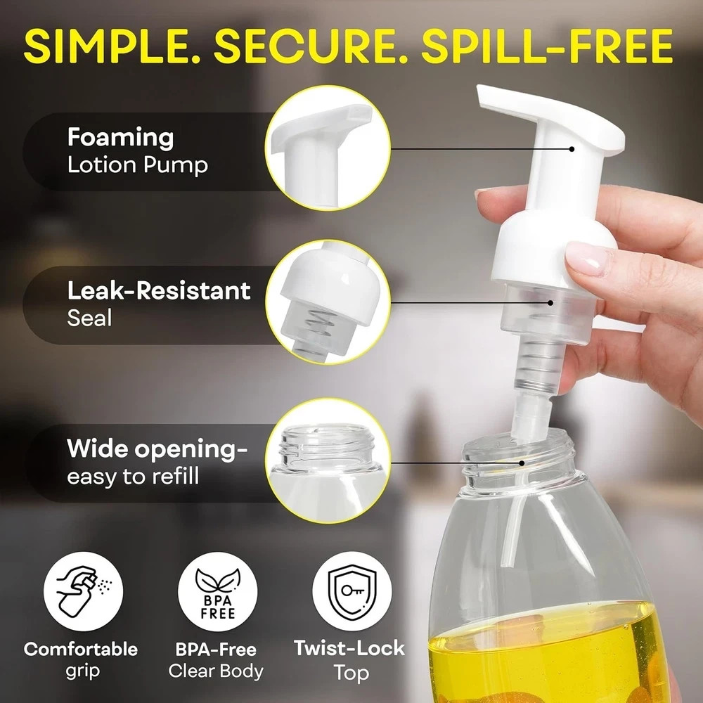 Foaming Soap Dispenser, 2 Pack 250ml 10oz Plastic Refillable Foaming Hand Soa...