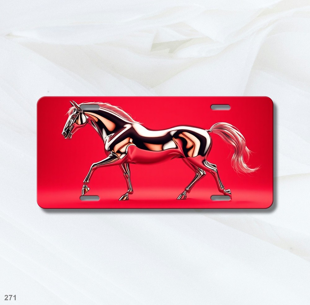 Mustang Horse License Plate Text Option Available Running Horse Art Decor Plate
