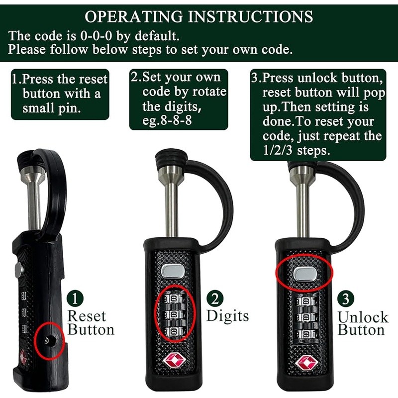 TSA Approved Hard Gun Case Lock Firearm Security Durable Portable Locks