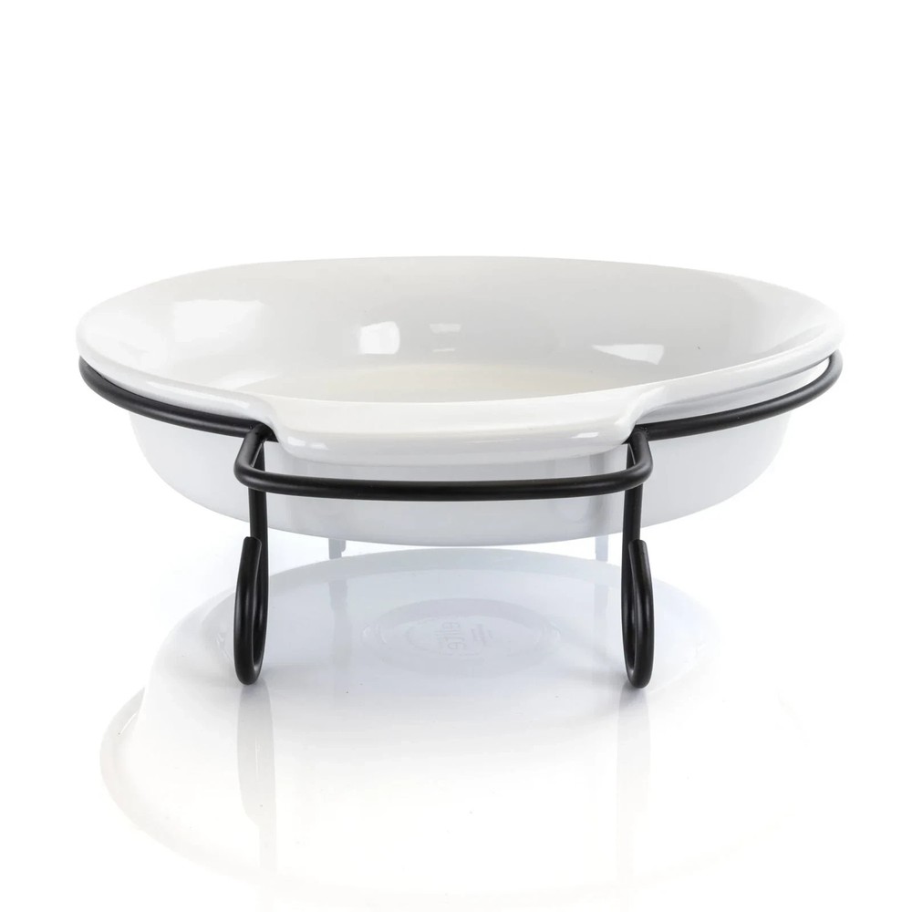 Gibson Elite Bakeware 2pc White Stoneware Baking Dish w/ Metal Rack Holder