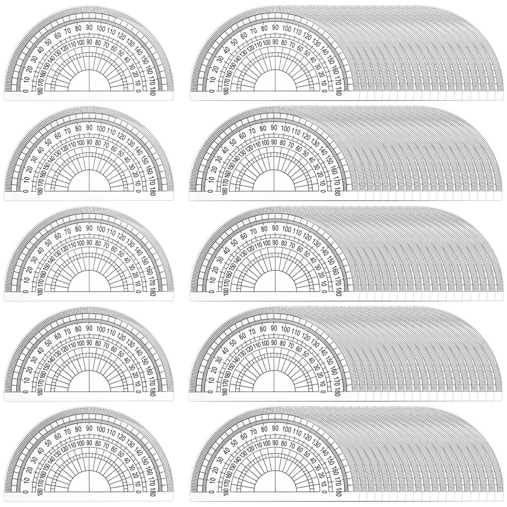 Plastic Math Protractors 100-Pack 4-Inch 180 Degrees Clear for Students
