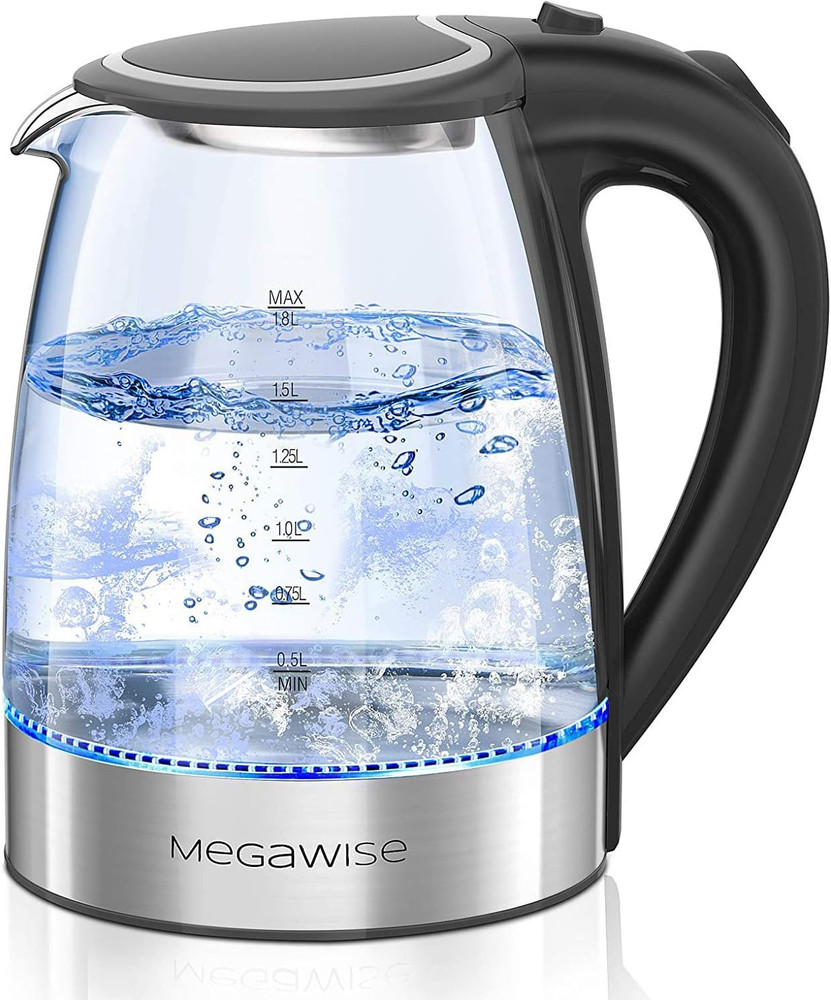 Electric Kettle, 1.8L Borosilicate Glass Tea Kettle with LED Light
