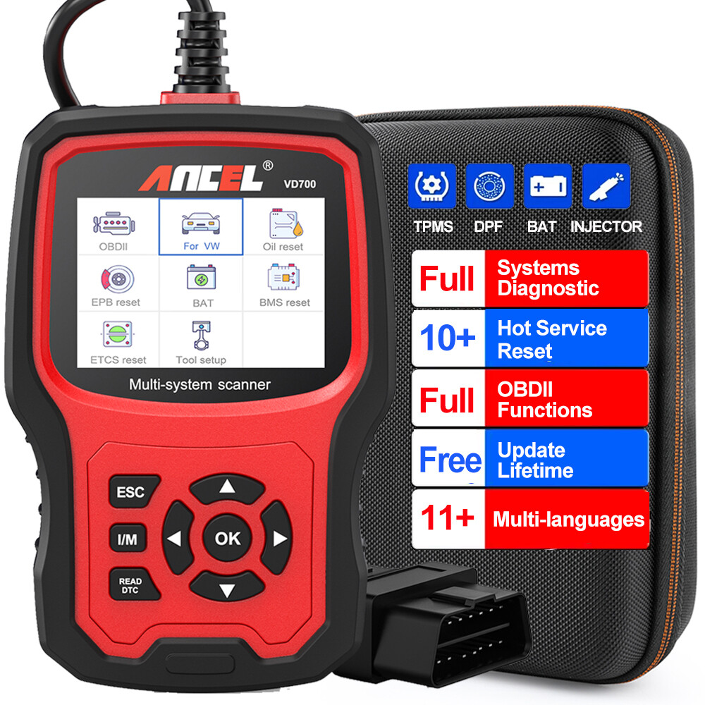 ANCEL VD700-US Full System Scanner Diagnostic ABS EPB OBD2 Code Reader For VAG